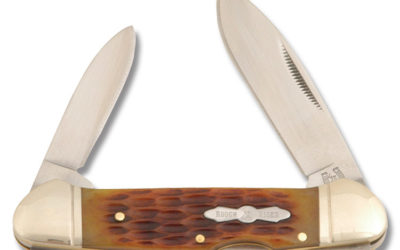Canoe Lockback Amber Jigged Bone Handle