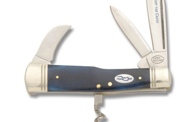 Prostate Cancer Bartenders Knife Blue Ocean Smooth Bone Handle