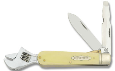 Utility Knife with Wrench Yellow Composition Handle