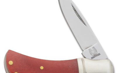 Little Mustang Pocket Lockback Red Smooth Bone Handle