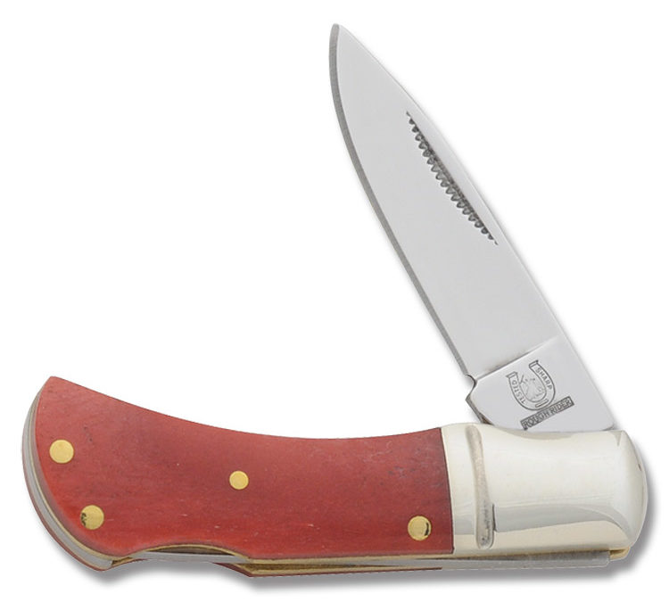 Little Mustang Pocket Lockback Red Smooth Bone Handle