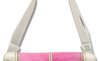 Silver Select Custom Channel Inlay Muskrat Pink Smooth Bone Handle