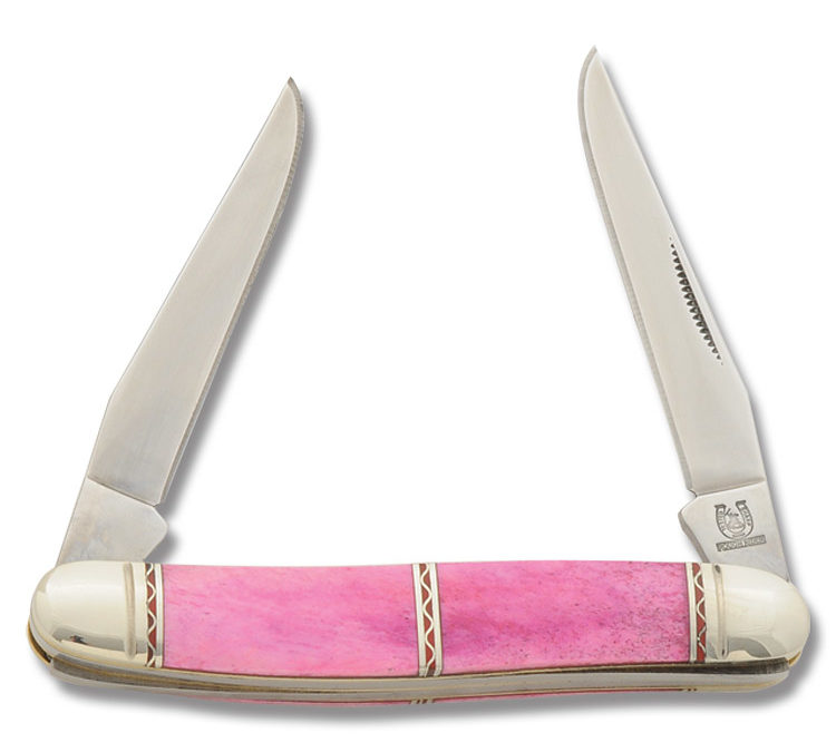 Silver Select Custom Channel Inlay Muskrat Pink Smooth Bone Handle