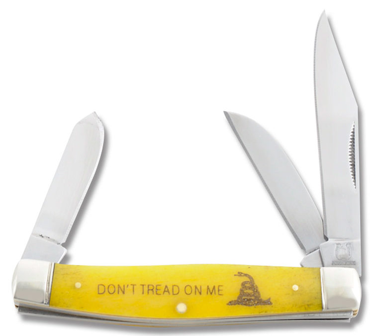 Dont Tread On Me Stockman Yellow Smooth Bone Handle