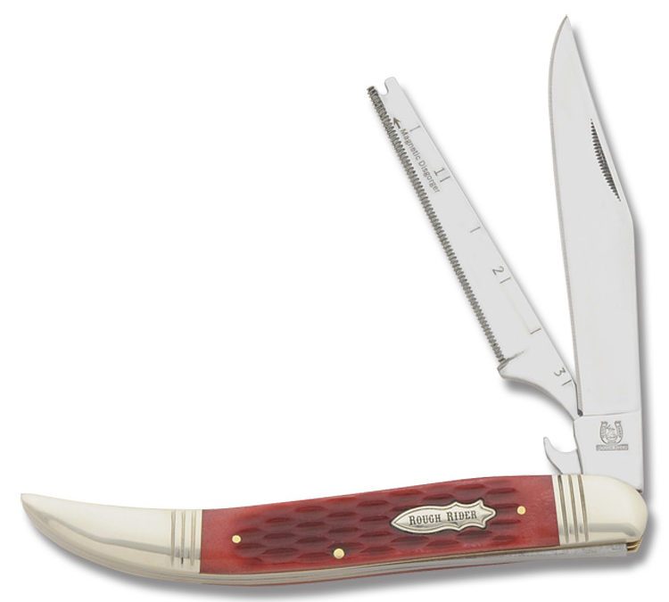 Fish Knife Red Jigged Bone Handle