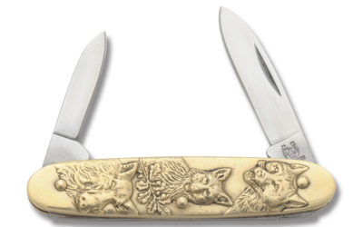 Brass Handle Wolves and Wild Hogs Novelty Knife