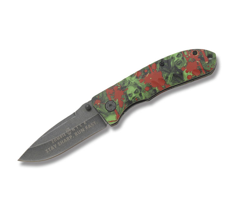 Zombie Nick Linerlock Green Rubberized Handle