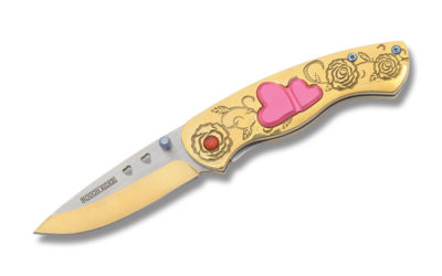 Sweetheart Linerlock Gold Aluminum Handle 4 Inch Closed