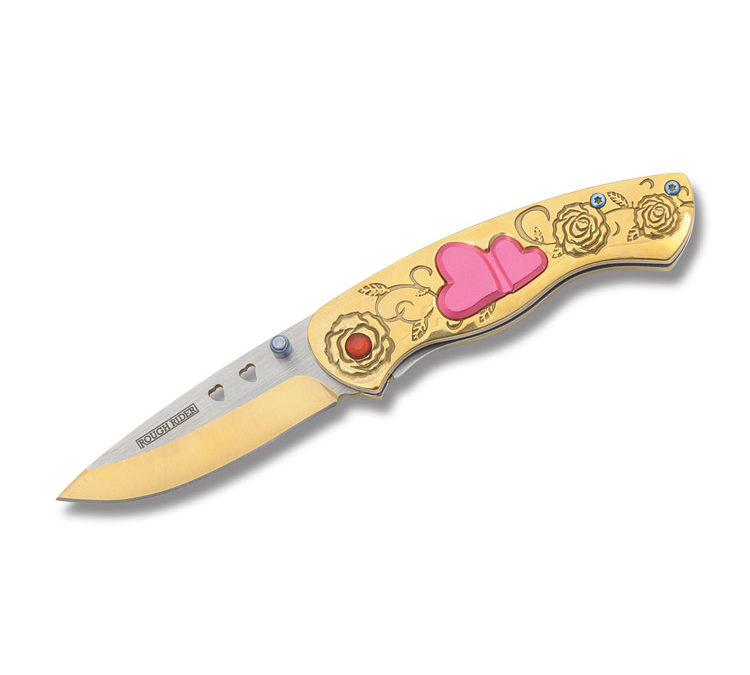 Sweetheart Linerlock Gold Aluminum Handle 4 Inch Closed