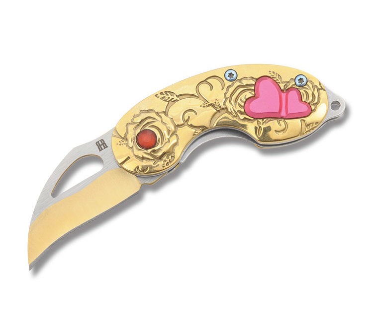 Sweetheart Linerlock Gold Aluminum Handle