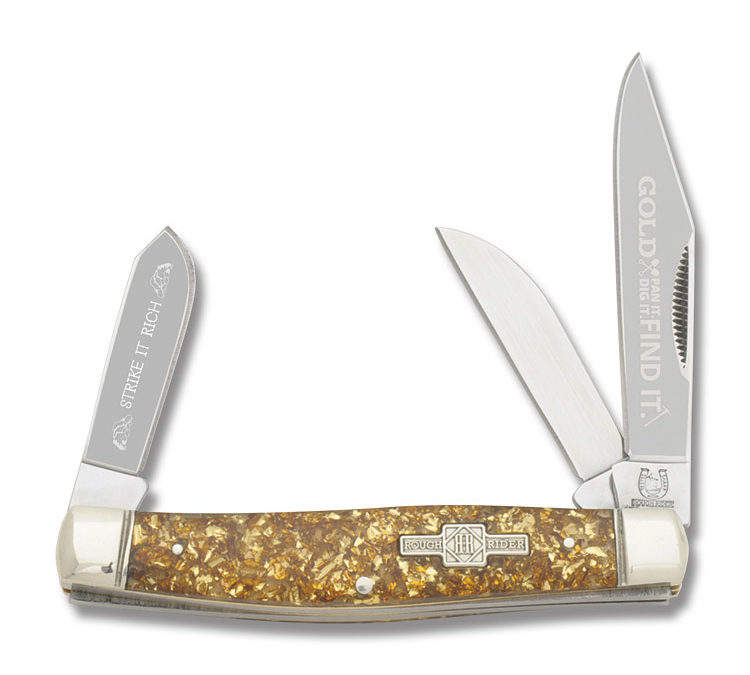 Strike It Rich Stockman Gold Flake Acrylic Handle