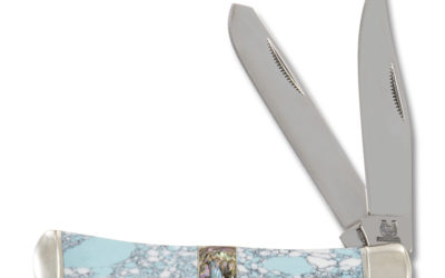 Cracked Stone Trapper Synthetic Stone and Abalone Handle
