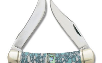 Crackle Stone Large Moose Synthetic Stone and Abalone Handle