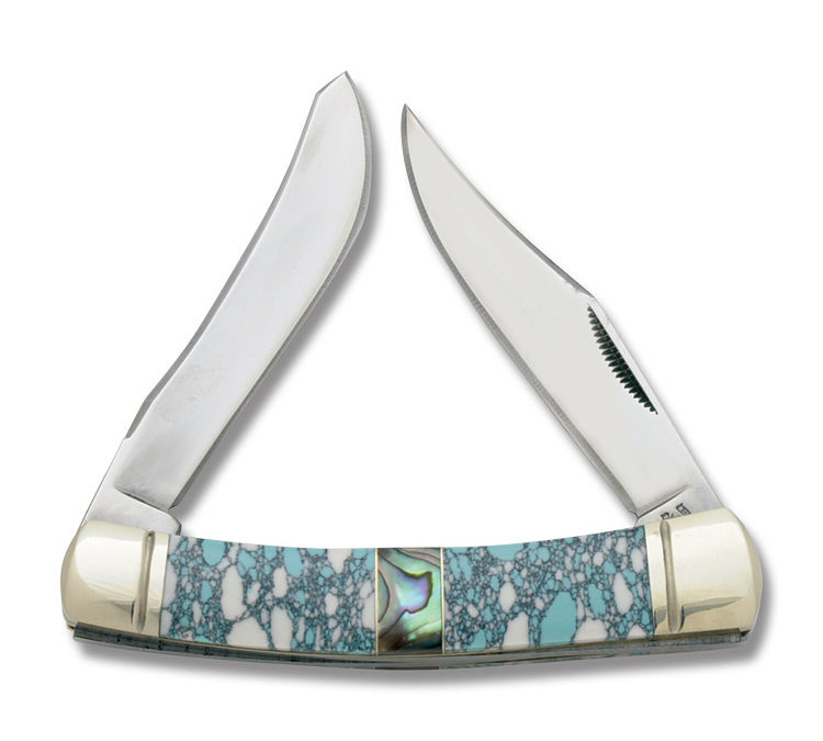 Crackle Stone Large Moose Synthetic Stone and Abalone Handle