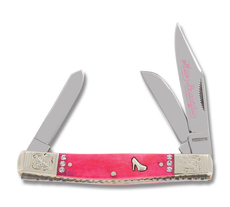 Hello Beautiful Stockman Pink Smooth Bone Handle