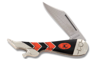 Black Widow Small Lady Leg Synthetic Black Jet and Red Coral Handle