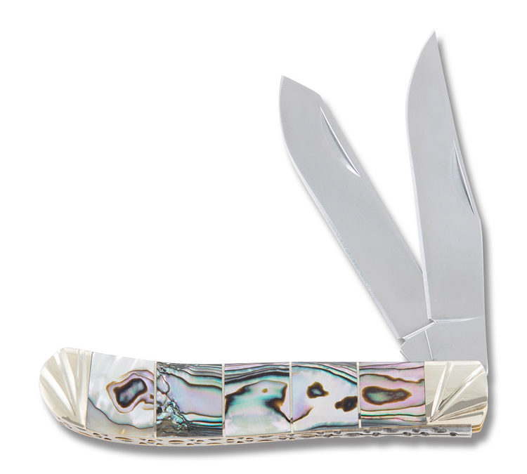 Exotic Trapper Genuine Abalone Handle Nickel Silver Spacers