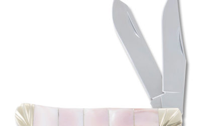 Exotic Trapper Pink Pearl Abalone Handle Nickel Silver Spacers