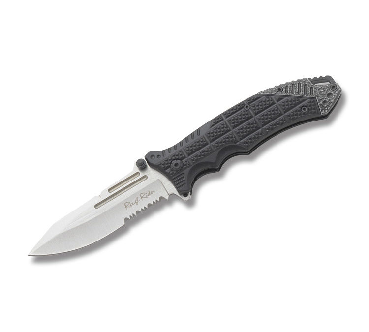 Tactical Linerlock Black Composition Handle – Partially Serrated