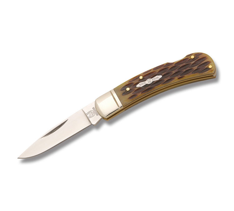 Small Lockback Brown Jigged Bone Handle