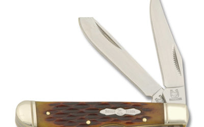 Mini Trapper Lockback Amber Jigged Bone Handle