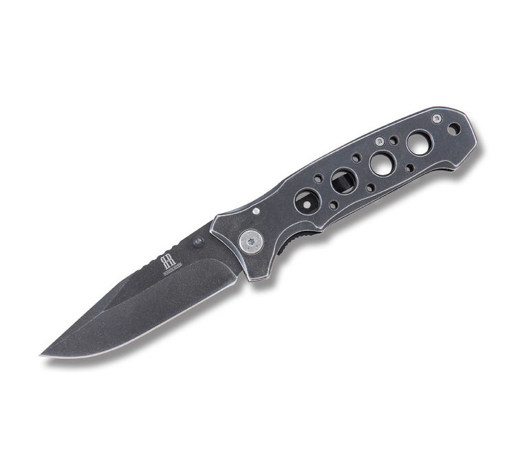 Linerlock Black Stonewashed Stainless Steel Handle