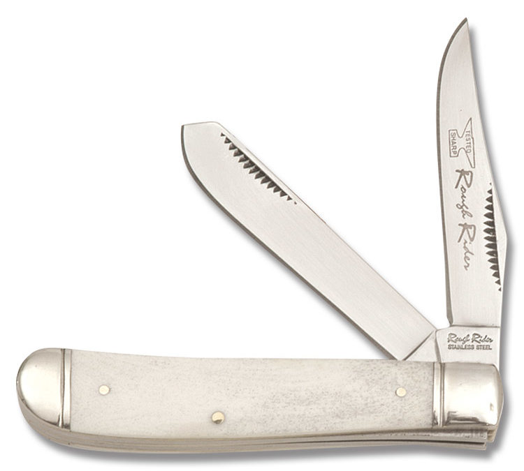 3.5 Inch Mini Trapper White Smooth Bone Handle