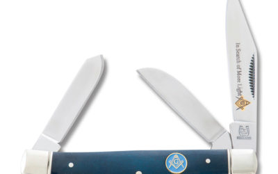 Masonic Small Stockman Blue Smooth Bone Handle