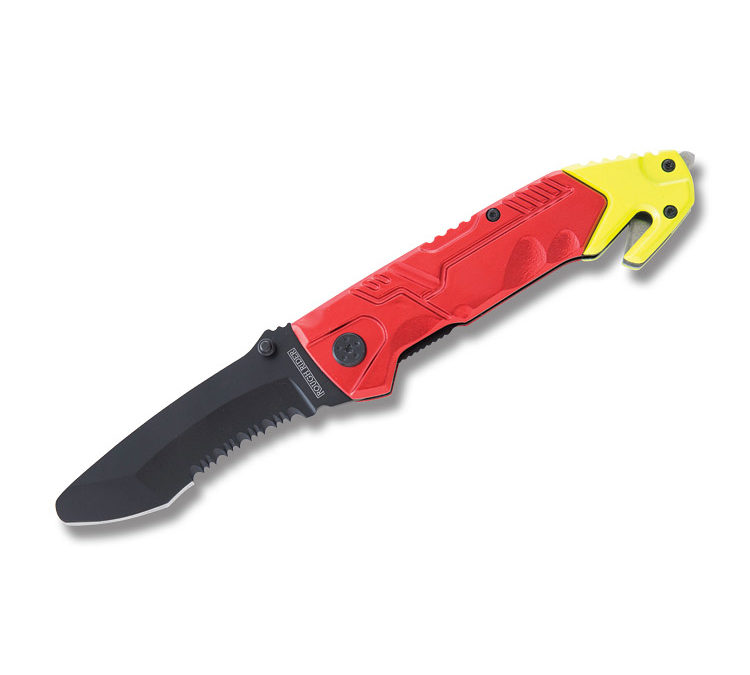 Blunt Tip Rescue Linerlock Red Aluminum Handle