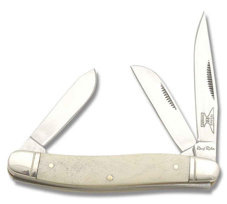 Stockman 3-1/2 Inch White Smooth Bone Handle