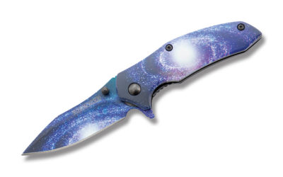 Galaxy Swirl Linerlock Purple White Aluminum Handle