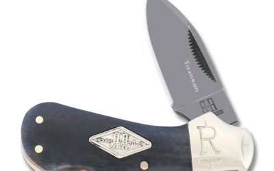 Titanium Series Cub Lockback Black Smooth Bone Handle