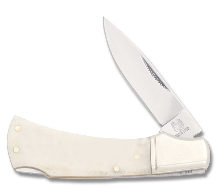 Two and Three Quarter Inch Lockback White Smooth Bone Handle