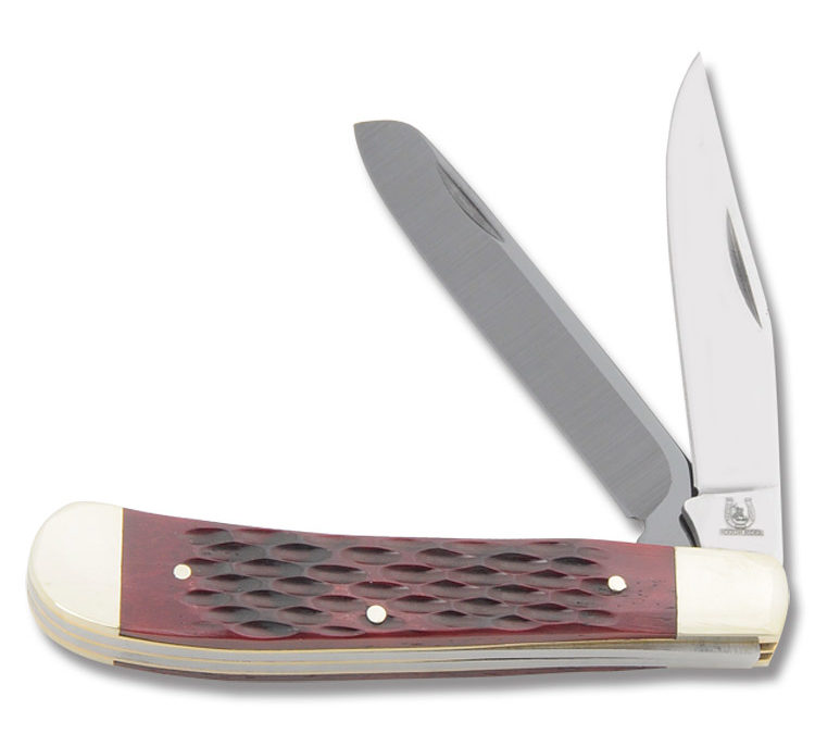 Trapper Four and a Quarter Inch Red Jigged Bone Handle