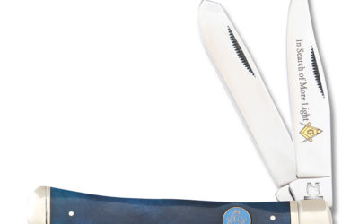Masonic Trapper Blue Smooth Bone Handle