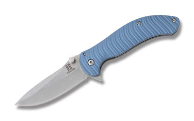 Ocean Wave Assisted Opening Linerlock Blue Aluminum Handle