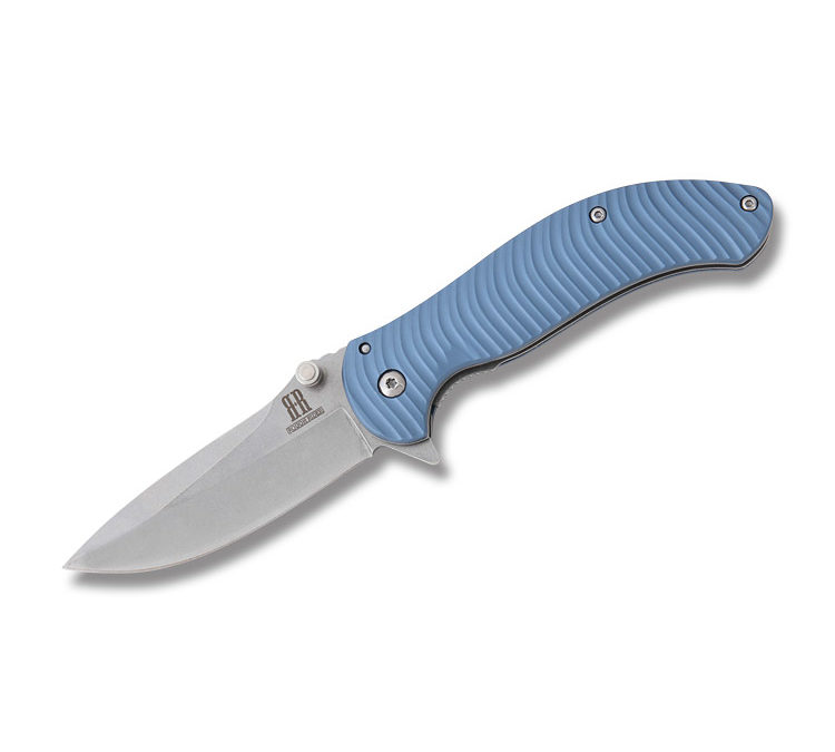 Ocean Wave Assisted Opening Linerlock Blue Aluminum Handle