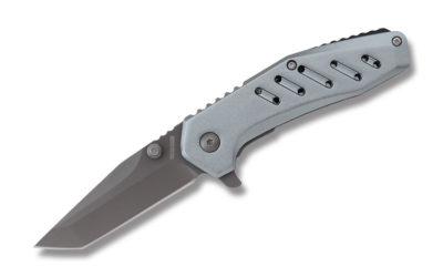 Tactical Folder Gray Coated Aluminum Handle