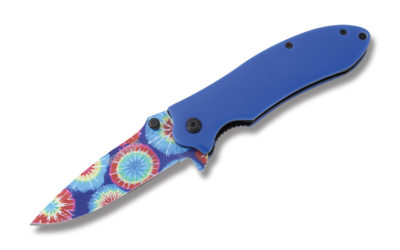 Tie Dye Assisted Opening Linerlock Blue G-10 Handle