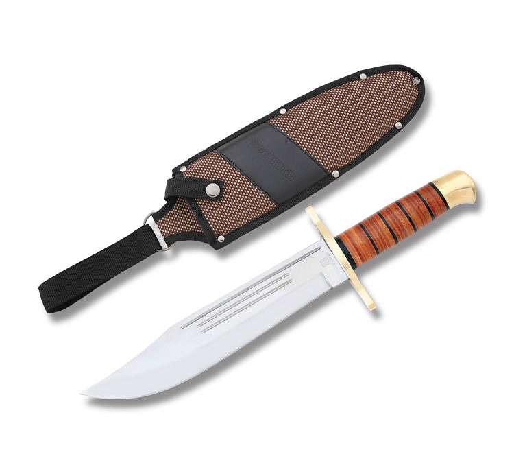 Combat Bowie Stacked Leather Handle