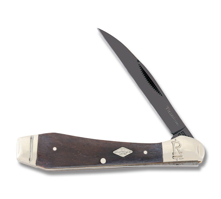 Titanium Series Wharncliffe Black Smooth Bone Handle