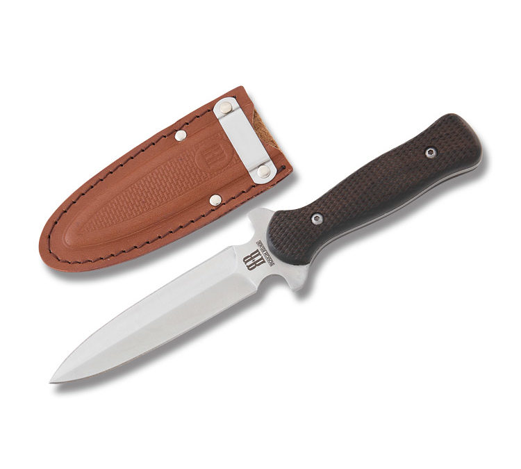 Large Boot Knife Checkered Wood Handle