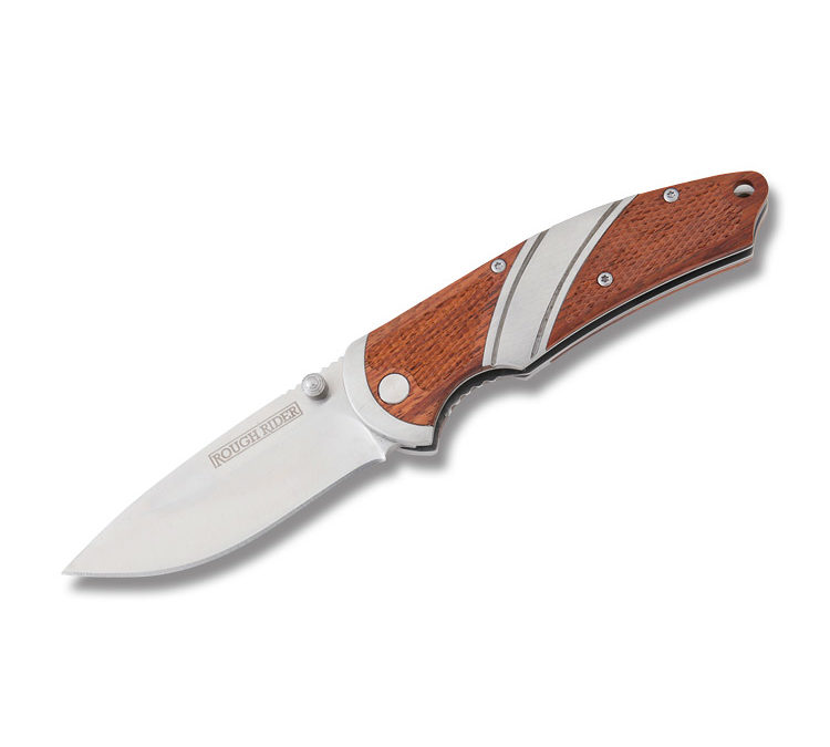 Linerlock Checkered Wood Handle