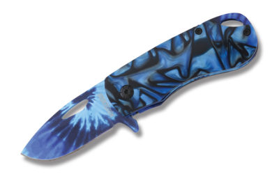 Tie Dye Assisted Opening Linerlock Little Blue Swirl Handle